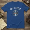 Gulf of Mexico Since 1550 vintage compass t-shirt design in royal blue