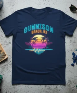 GUNNISON BEACH, NJ creative graphic design printed on comfortable cotton t-shirt