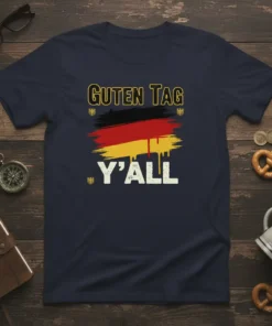 Guten Tag Y'all t-shirt with a distressed German flag design and German eagle emblems