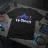 H-Town Houston TX bold graphic design printed on comfortable cotton t-shirt