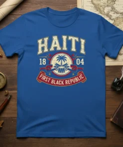 HAITI 18 04 FIRST BLACK REPUBLIC detailed graphic design printed on comfortable cotton t-shirt