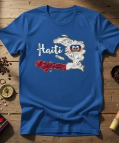 Haiti Map Flag T-Shirt unique graphic design printed on comfortable cotton t-shirt