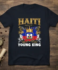 Haiti Young King t-shirt design with Haiti flag and gold crown graphic