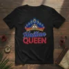 Haitian QUEEN t-shirt design with a crown featuring the Haitian flag and peacock feathers