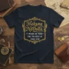 Hakuna NoDollla IT MEANS NO MONEY FOR THE REST OF YOUR STAY text design on a navy t-shirt with gold