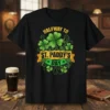 Halfway to St. Paddy's Day T-Shirt with green shamrocks and festive ribbon design