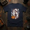 Halloween Number 6 graphic t-shirt with pumpkin, ghosts, bats, and spiderweb design elements