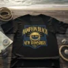 Hampton Beach Est. 1907 New Hampshire vintage t-shirt design with sun and waves graphic