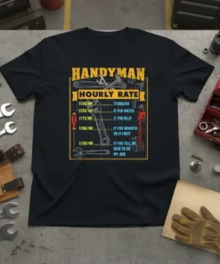 HANDYMAN HOURLY RATE $100/HR text design featuring unique typography on quality t-shirt