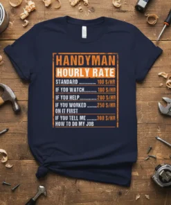 HANDYMAN HOURLY RATE STANDARD text design featuring stylish typography on quality t-shirt