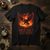 Black t-shirt with a fiery phoenix graphic and the text "Hang In There It Gets Worse" in orange distressed font