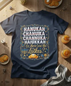 HANUKAH CHANUIKA CHANNUKA HANUKKAH text design featuring stylish typography on quality t-shirt