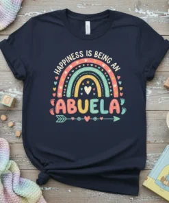 HAPPINESS IS BEING AN ABUELLA bold graphic design printed on comfortable cotton t-shirt