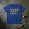 Blue t-shirt with "HAPPINESS IS-MY K5 GT" text and a sleek sports car graphic, ideal for car enthusiasts