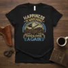 T-shirt with "Happiness Is Watching Gunsmoke Over & Over Again" text, cowboy hat, and pistols graphic