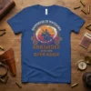 Happiness Is Watching Gunsmoke Over and Over Again text with cowboy on horse graphic on blue t-shirt