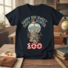 Happy 100 Sweet Days of School text with gumball machine graphic on a black t-shirt