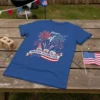Happy 4th of July Freedom Celebration t-shirt with gnomes and fireworks graphic