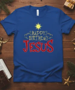 Happy Birthday Jesus creative graphic design printed on comfortable cotton t-shirt