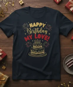 HAPPY Birthday MY LOVE! bold graphic design printed on comfortable cotton t-shirt