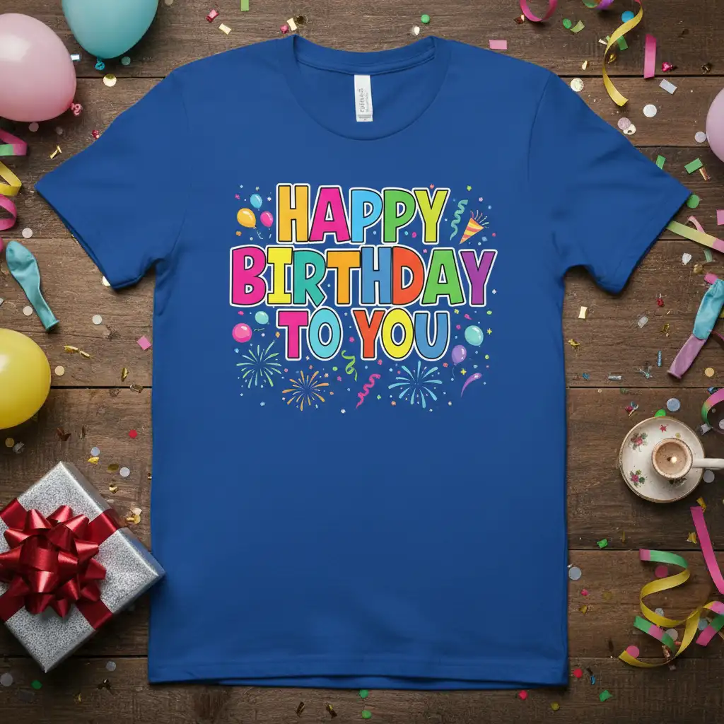 Happy Birthday To You colorful quote with festive graphics for birthday celebrations