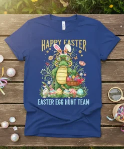 HAPPY EASTER EASTER EGG HUNT TEAM eye-catching graphic design printed on comfortable cotton t-shirt