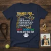 Navy t-shirt with text "HAPPY FATHER'S DAY TO THE BEST DOG DAD" and a cat outline filled with paw prints