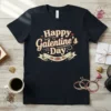 Happy Galentine's Day text design with vintage banner and hearts on a dark t-shirt