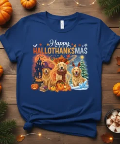 Happy HALLOTHANKS MAS bold graphic design printed on comfortable cotton t-shirt