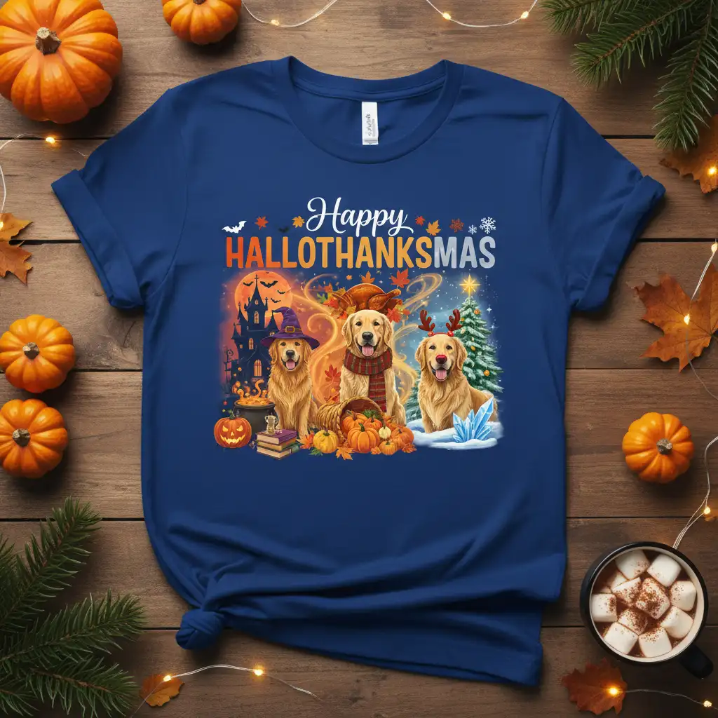 Happy HALLOTHANKS MAS creative illustration printed on soft premium material creating a standout t-shirt