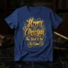 Happy New Year The Best Is Yet To Come quote on a navy t-shirt with gold steampunk gears and stars