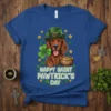 Happy Saint Pawtrick's Day t-shirt with an Irish Setter wearing a leprechaun hat holding a shamrock