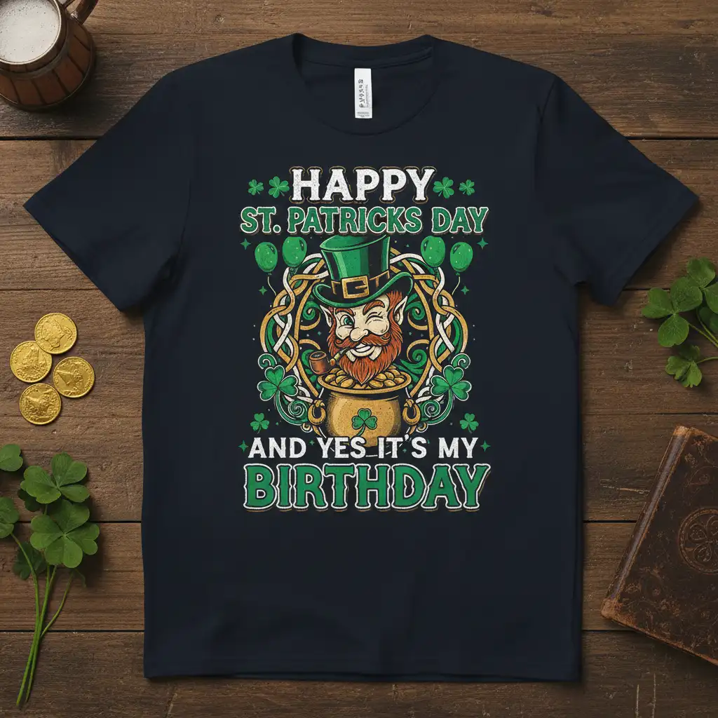 HAPPY ST. PATRICKS DAY quote printed with bold typography on comfortable cotton fabric t-shirt design