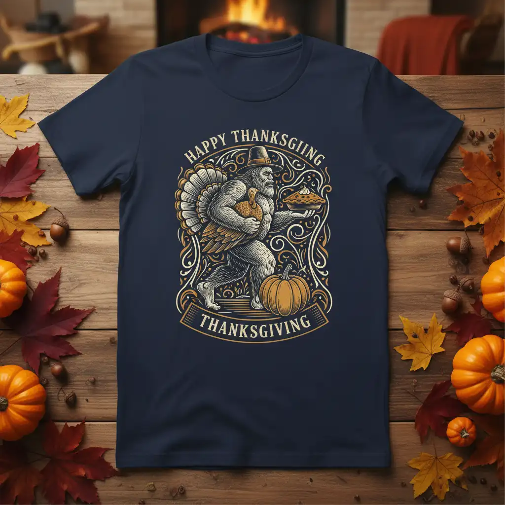 Happy Thanksgiving Thanksgiving unique artwork printed on comfortable cotton fabric creating a standout t-shirt