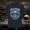 Harley-Davidson Motor Cycles Est. 1903 graphic t-shirt featuring a skull and engine design
