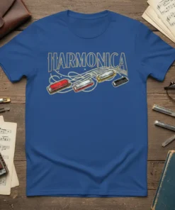 Harmonica T-Shirt unique graphic design printed on comfortable cotton t-shirt