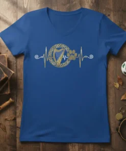 Harp Paw Print Heartbeat unique graphic design printed on comfortable cotton t-shirt