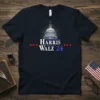 Harris Walz '24 political campaign t-shirt design featuring the Capitol building graphic and campaign slogan