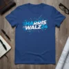 Blue t-shirt with "HARRIS WALZ24" text in white and blue, featuring a starburst graphic