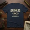 Harvard Massachusetts 1732 vintage college t-shirt with distressed lettering and state outline graphic