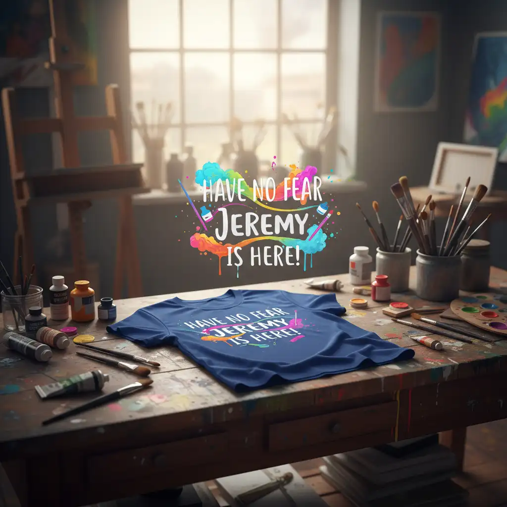 HAVE NO FEAR JEREMY IS HERE! bold typography printed on comfortable cotton fabric creating a standout t-shirt