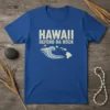 Hawaii Defend Da Rock t-shirt design with distressed text and a wave graphic over the Hawaiian islands map