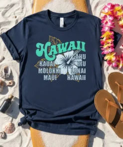 Hawaii Island Names Graphic Tee stylish graphic design printed on comfortable cotton t-shirt
