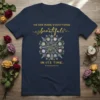 Navy t-shirt with gold text "HE HAS MADE EVERYTHING beautiful IN ITS TIME. ECCLESIASTES 3:11" and a floral mandala design