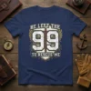 Christian t-shirt design with the text "He Left The 99 To Rescue Me" and a cross graphic