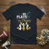He Plays She Cheers football girlfriend t-shirt with football player graphic and cheerleaders