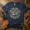 Head Heart Hands Health Make The Best Better quote on a navy t-shirt with farm animal graphics in a circular