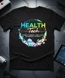 HEALTH Tech CONNECT SUPPORT text design featuring eye-catching typography on quality t-shirt