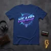 HEARD text with retro sound wave and ear graphic on a navy blue t-shirt