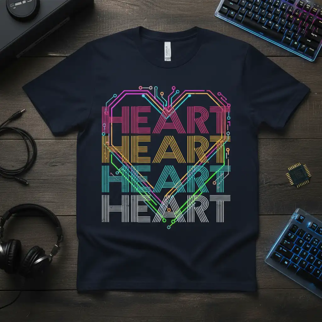Heart Heart Heart Heart detailed print printed on durable material creating a standout t-shirt
